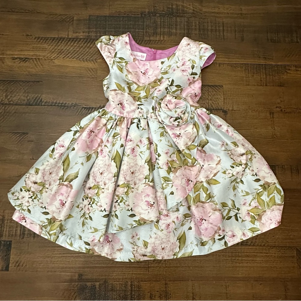 Bonnie Jean Girls Floral Dress Size 2T light blue‎ pink green